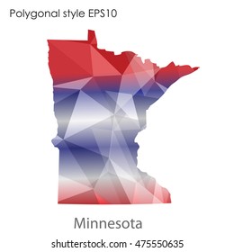 Minnesota state map in geometric polygonal,mosaic style.Abstract gems triangle,modern design background. Vector illustration EPS10