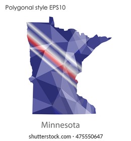 Minnesota state map in geometric polygonal,mosaic style.Abstract gems triangle,modern design background. Vector illustration EPS10
