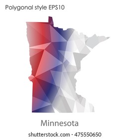 Minnesota state map in geometric polygonal,mosaic style.Abstract gems triangle,modern design background. Vector illustration EPS10