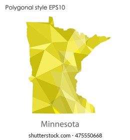 Minnesota state map in geometric polygonal,mosaic style.Abstract gems triangle,modern design background. Vector illustration EPS10