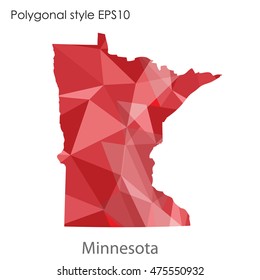 Minnesota state map in geometric polygonal,mosaic style.Abstract gems triangle,modern design background. Vector illustration EPS10