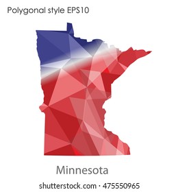 Minnesota state map in geometric polygonal,mosaic style.Abstract gems triangle,modern design background. Vector illustration EPS10