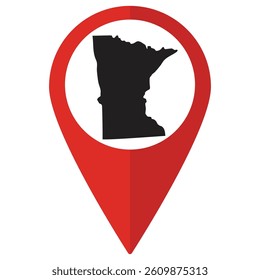 Minnesota state map. Map of Minnesota state on map pinpoint in red color