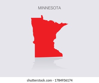 Minnesota State Map Outline isolated for infographics and news media. Republican red for political elections in the United States of America.