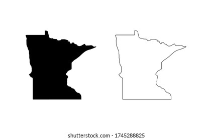 Minnesota state map silhouette line country America map illustration vector outline American isolated on white background