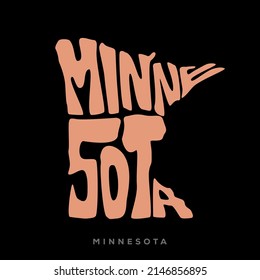 Minnesota state map typography. Minnesota map typography. Minnesota lettering.