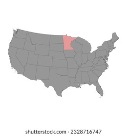 Mapa del estado de Minnesota. Ilustración vectorial.