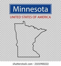 Minnesota state outline map on a transparent background, United States of America line icon, map borders of the USA Minnesota state.