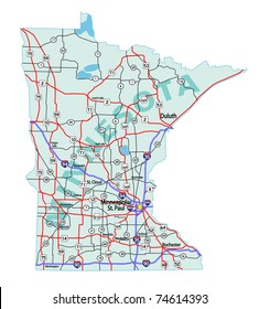 Minnesota State Road Map Interstates Us Stock Vector (Royalty Free ...