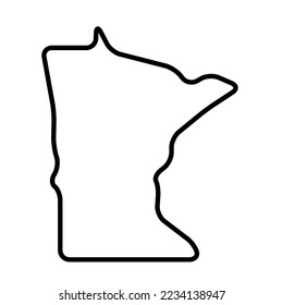 Minnesota state of United States of America, USA. Simplified thick black outline map with rounded corners. Simple flat vector illustration