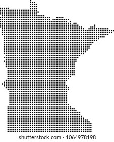 Minnesota state of USA map dots vector outline illustration background. Dotted map of Minnesota state of United States of America. Creative pixel art map with highly detailed border 