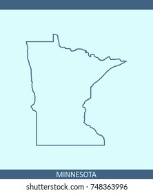 Minnesota state of USA map vector outline illustration in blue background