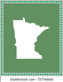 Minnesota state of USA map vector outline illustration in green background with creative frame design