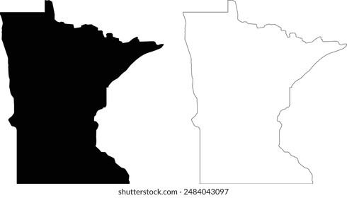 Mapa de silueta, contorno, contorno del Vector del estado de Minnesota