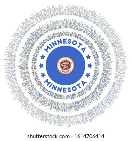 Minnesota symbol. Radiant US state flag with colorful rays. Shiny sunburst with Minnesota flag. Elegant vector illustration.