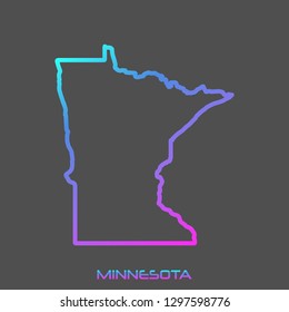 Minnesota turquoise pink fluid gradient outline map, stroke. Line style. Vector illustration