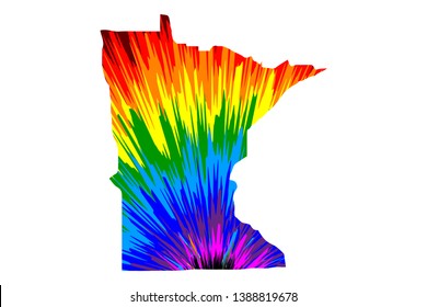 Minnesota (United States of America, USA, U.S., US) -  map is designed rainbow abstract colorful pattern, State of Minnesota map made of color explosion,