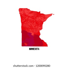 Minnesota. United States Of America. Vector illustration. Watercolor texture. 