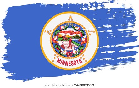 Bandera de Estados Unidos de Minnesota, trazo de pincel ancho sobre fondo transparente, Vector.