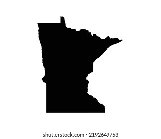 Minnesota US Map. MN USA State Map. Black and White Minnesotan State Border Boundary Line Outline Geography Territory Shape Vector Illustration EPS Clipart