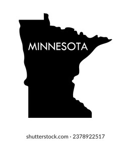 Minnesota a US state black element isolated on white background. United state of America. Map with county borders.