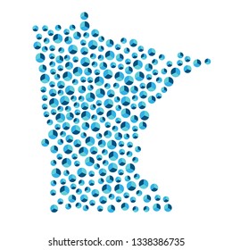 Minnesota, U.S. state map background blue round closely placed pie charts for infographics eps
