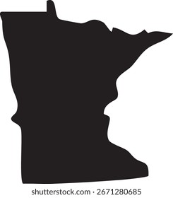 Minnesota US Mapa de Estado Silhueta Sólida Preto  