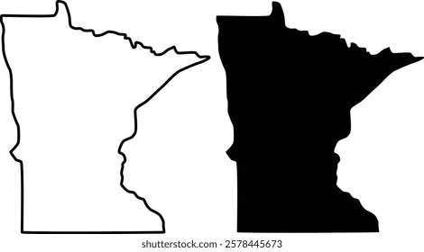 Minnesota U.S. state outine and silhouette icon design