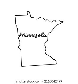 Minnesota US state outline map with the handwritten state name. Continuous line drawing of patriotic home sign. A love for a small homeland. T-shirt print idea. Vector illustration.