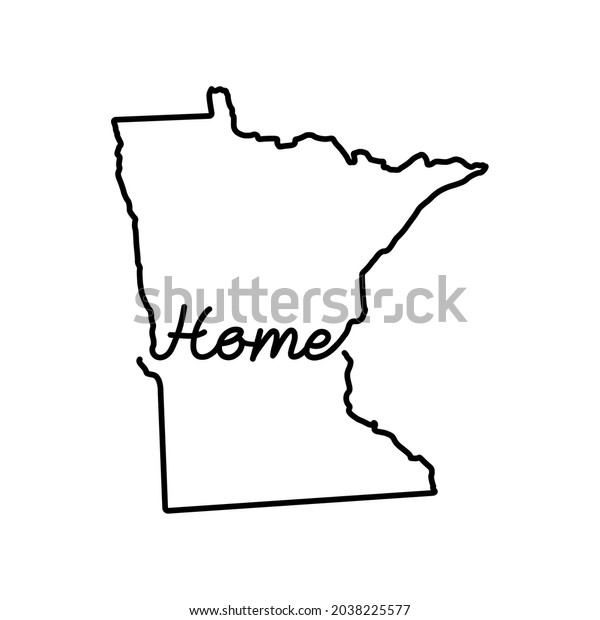 Minnesota Us State Outline Map Handwritten Stock Vector (Royalty Free ...