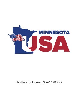 Minnesota USA city logo with Minnesota city map elements and United States flag for business identity and screen printing on t-shirts, shirts, etc.