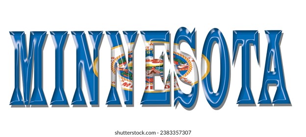 MINNESOTA USA flag text font, 3D MINNESOTA flag colorful background, MINNESOTA flag vector illustration
