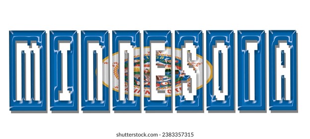 MINNESOTA USA flag text font, 3D MINNESOTA flag colorful background, MINNESOTA flag vector illustration