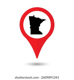 Minnesota USA map with red pin for location marking
