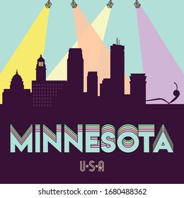 Minnesota USA skyline silhouette flat design vector illustration