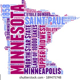 Minnesota USA state map tag cloud vector illustration