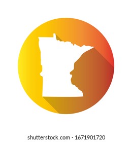 Minnesota, USA Symbol Map Icon Round. Flat Vector Art Design with Shadow. Gradient Color Banner.