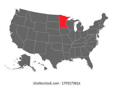 mapa de vector minnesota. Gran ilustración detallada. País de Estados Unidos