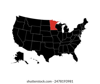 minnesota vector map. High detailed illustration. United state of America country.