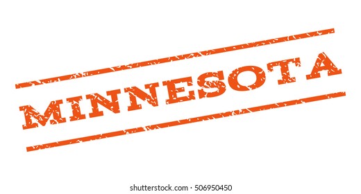Minnesota watermark stamp. Text caption between parallel lines with grunge design style. Rubber seal stamp with dust texture. Vector orange color ink imprint on a white background.