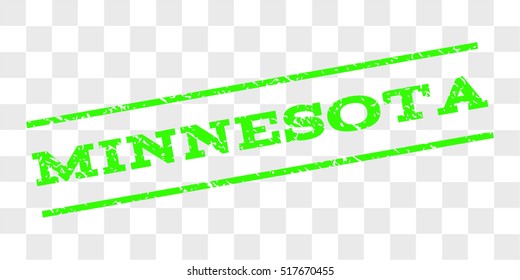 Minnesota watermark stamp. Text caption between parallel lines with grunge design style. Rubber seal stamp with unclean texture. Vector light green color ink imprint on a chess transparent background.