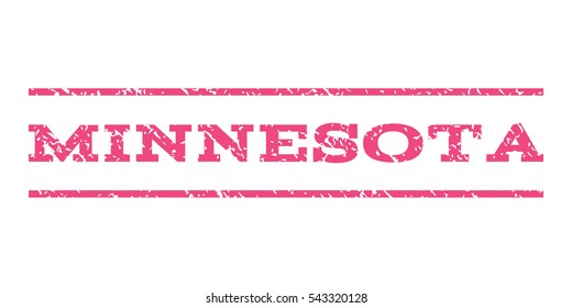 Minnesota watermark stamp. Text tag between horizontal parallel lines with grunge design style. Rubber seal stamp with unclean texture. Vector pink color ink imprint on a white background.