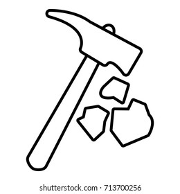 Minning hand hammer icon. Outline illustration of minning hand hammer vector icon for web design isolated on white background