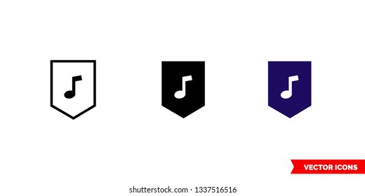 Minor music icon of 3 types: color, black and white, outline. Isolated vector sign symbol.