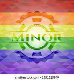 Minor on mosaic background with the colors of the LGBT flag