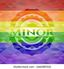 Menor en fondo de mosaico con los colores de la bandera LGBT