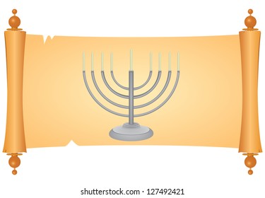 Minor on parchment for registration holidays Judaism. Vector illustration.