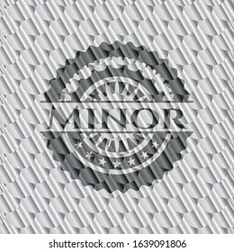 Minor shiny silver badge. Scales pattern. Vector Illustration. Detailed.