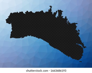 Minorca geometric map. Stencil shape of Minorca in low poly style. Superb island vector illustration.