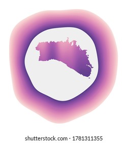 Minorca icon. Colorful gradient logo of the island. Purple and red Minorca rounded sign with map for your design. Vector illustration.